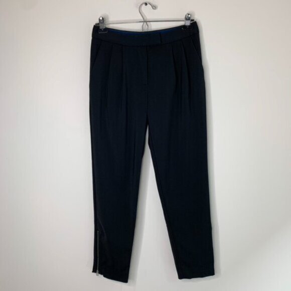 Wilfred Aritzia Pants Trousers Straight leg zipper ankle pleated Black Size 0 - Picture 15 of 15